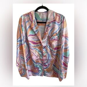 LyreBird x Anthropologie Multicolor Swirl Button Down Shirt